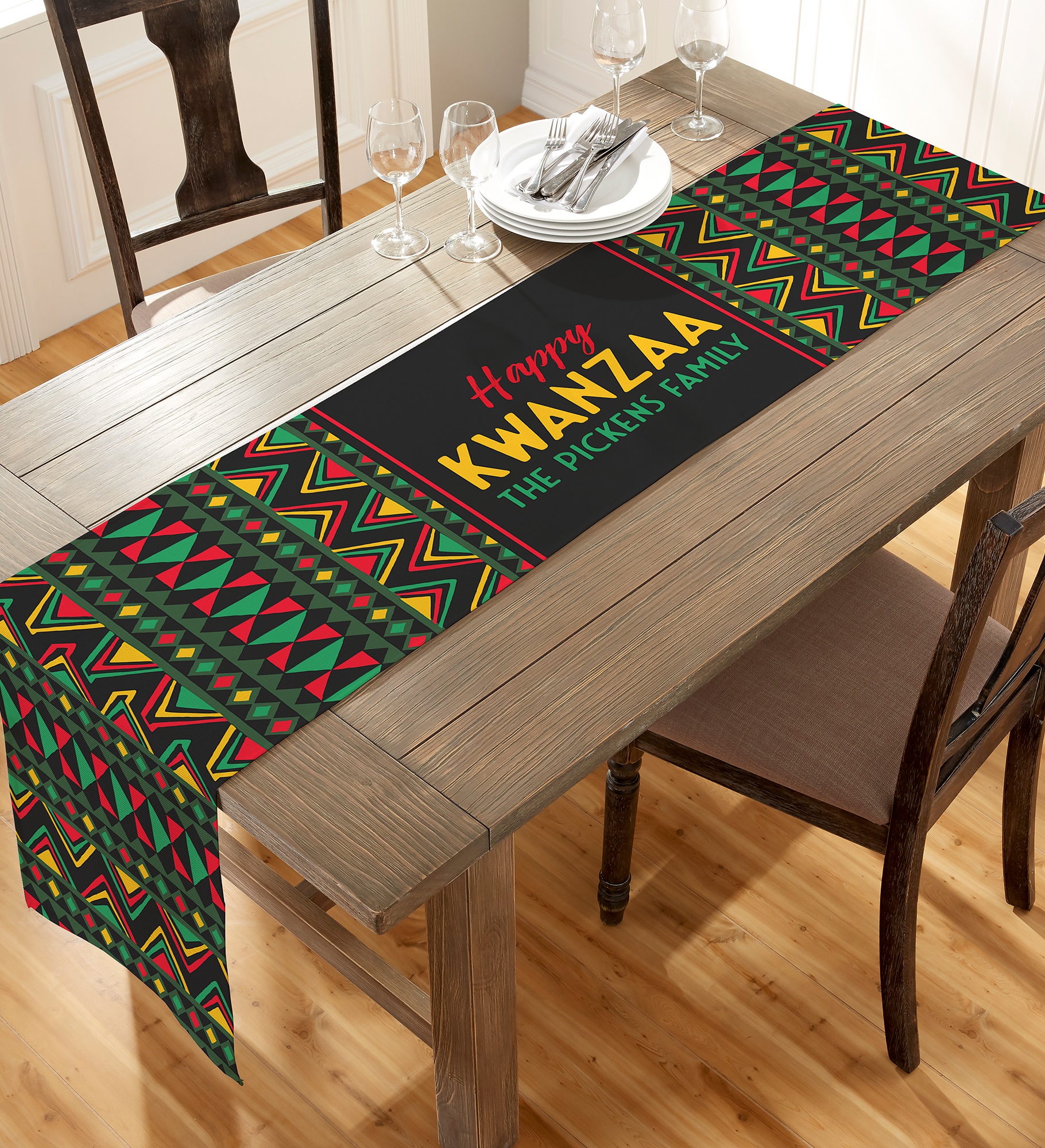 Happy Kwanzaa Linen Table Runners African Heritage Holiday